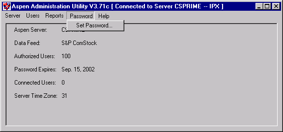ADMIN Setup Menu