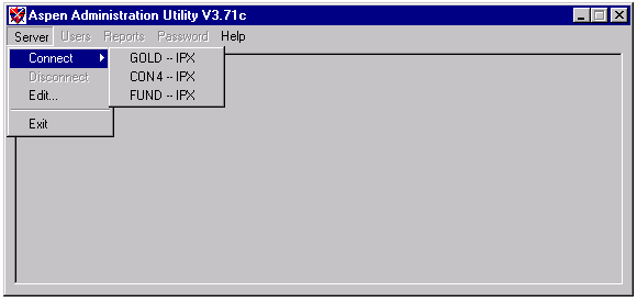 ADMIN Server Menu -- Connect