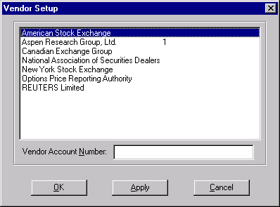 Vendor Setup Dialog