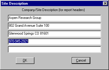 Site Description Dialog